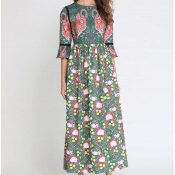 Camino Couture maxi dress green flamingo sz 6 / UK10 - Picture 5 of 14